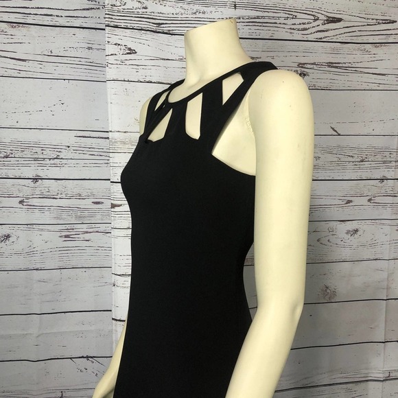 Vera Wang Floor Length Black Gown Cut Out Neckline and train on the back! - Picture 6 of 12